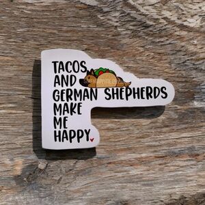 German Shepherd Dog Sticker, Tacos Happy, Kawaii GSD Decal 4 pcs